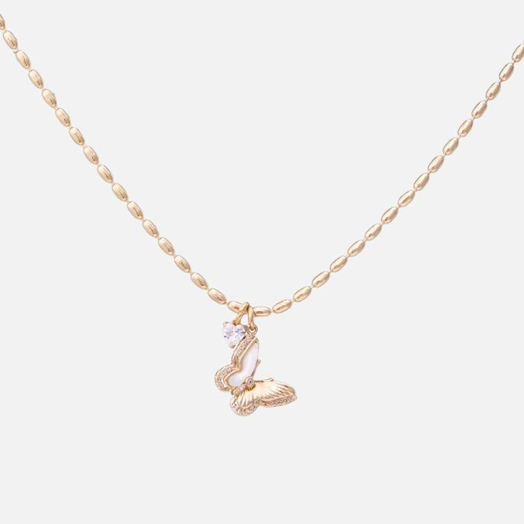 2024 new explosive gold real fritillary butterfly necklace women's retro bracelet women's versatile high-end personality stud earrings