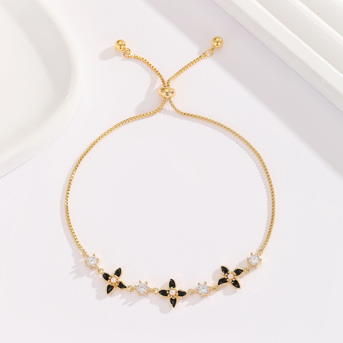 Cross-border explosive jewelry round love electroplating high-grade zircon gold-plated adjustable bracelet wholesale female