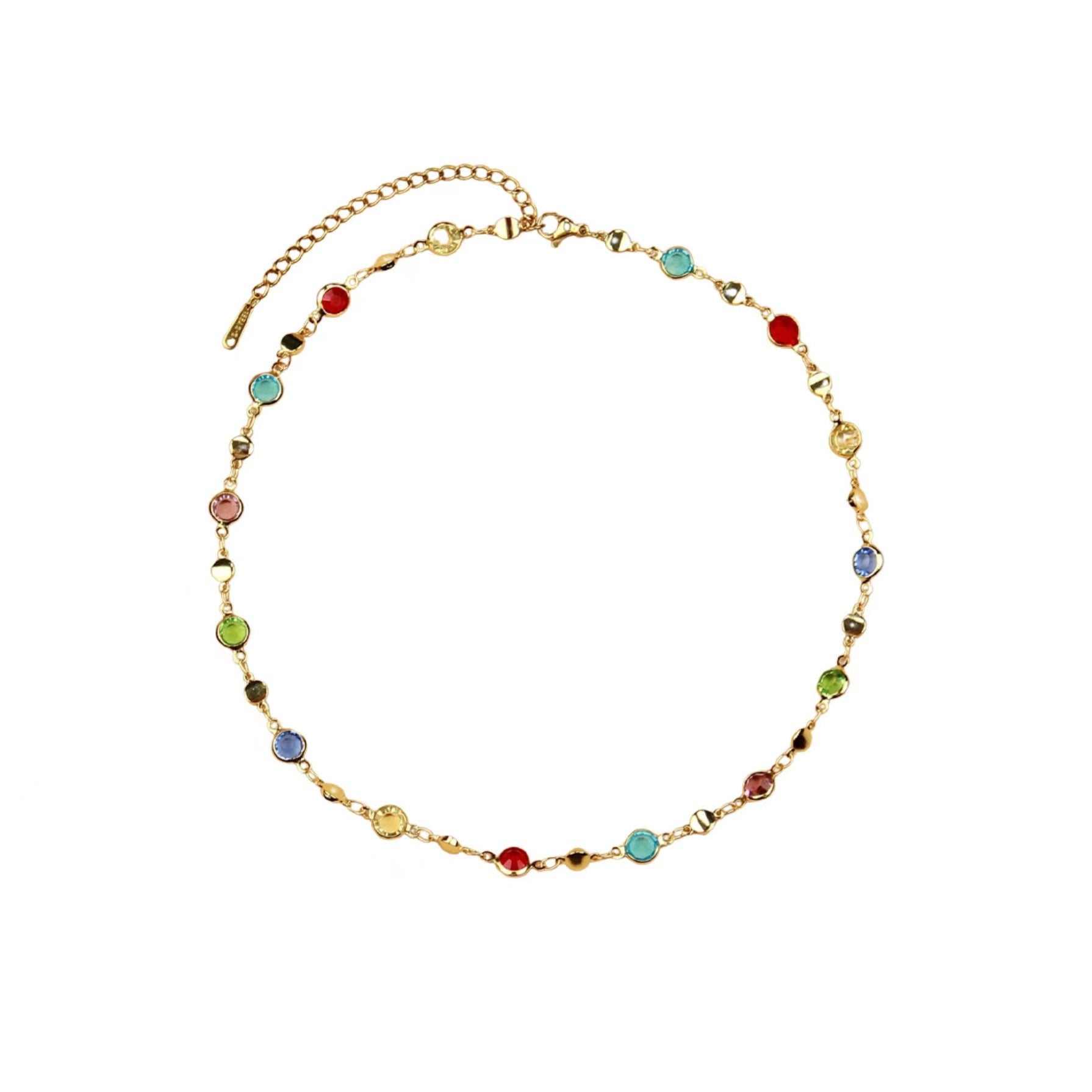 Simple European and American cross-border hot-selling colored zircon three-dimensional necklace, romantic necklace collarbone chain Amazon hot versatile