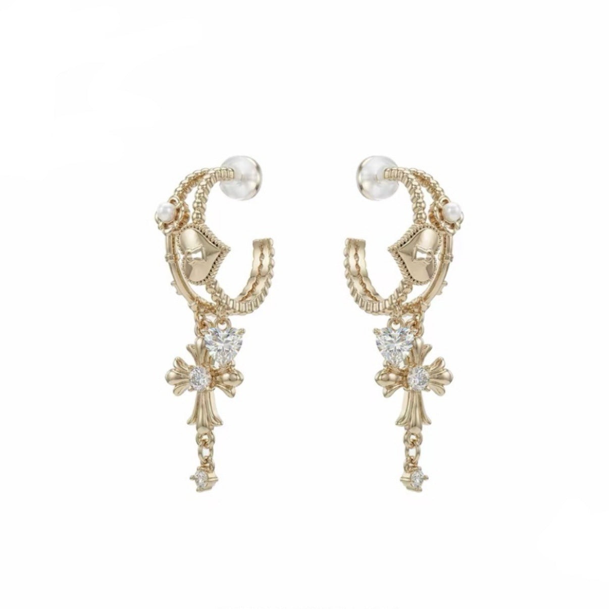 Love lock cylinder series, double-layer earrings, high-end light luxury earrings, niche design earrings, women