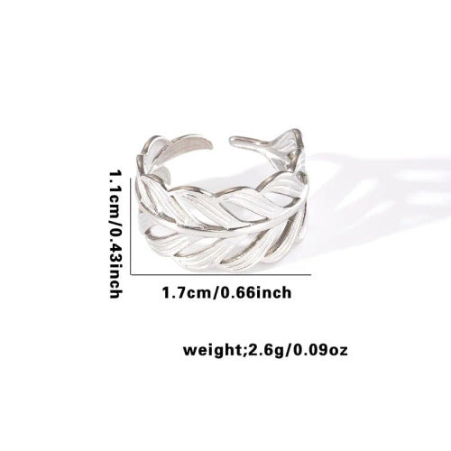 Fishtail high-end titanium steel ring fashion personality niche cross-border new palm plaid love non-fading ring