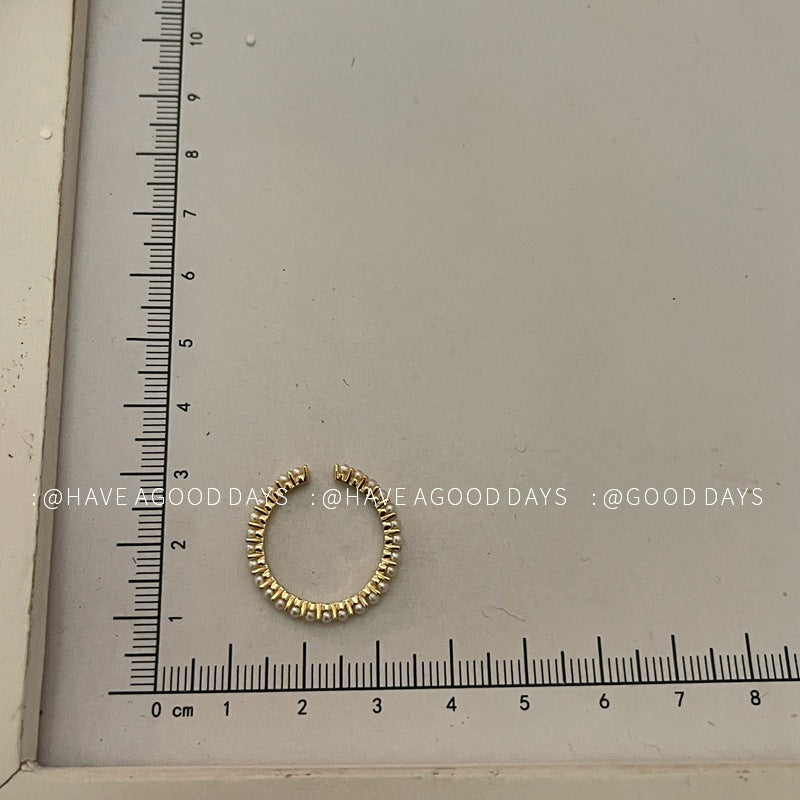 French simple pearl ring, extremely fine, high-end, sweet personality, niche design, opening adjustable fashion trend