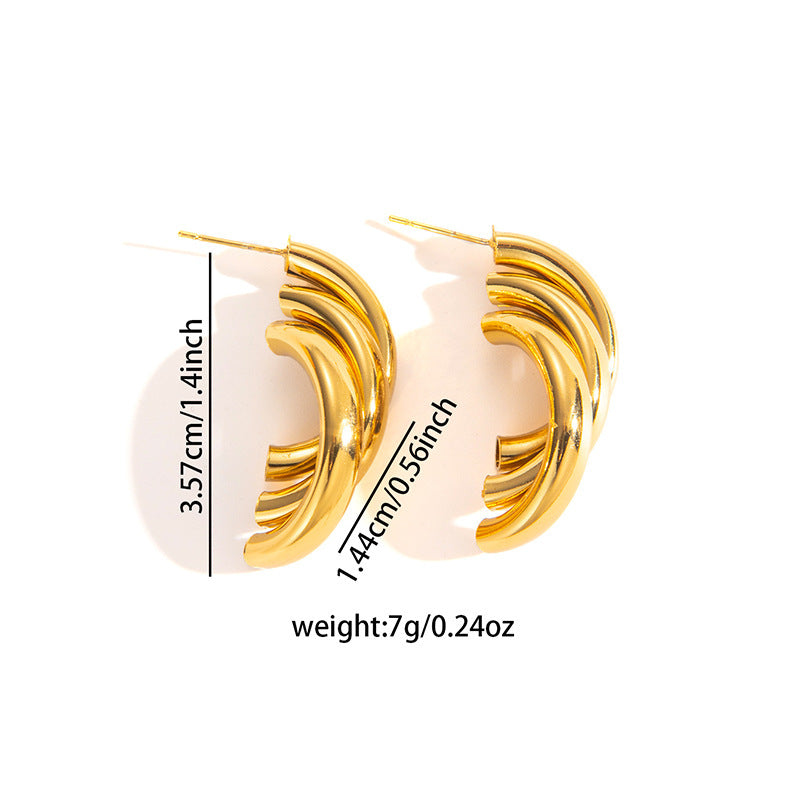 European and American retro titanium steel round stud earrings fashion niche geometric earrings light luxury high sense love earrings women's wholesale