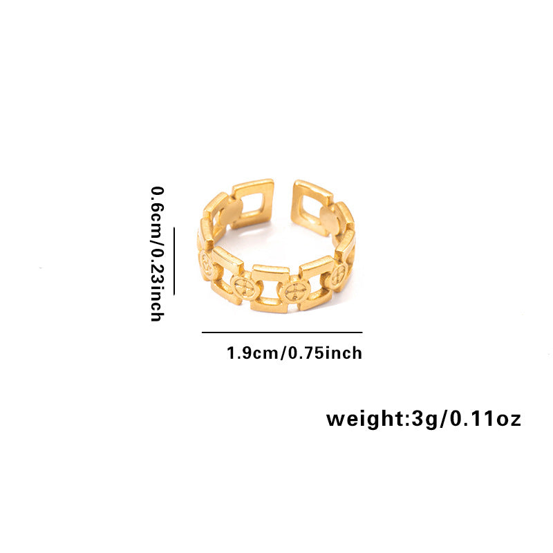 European and American fashion ins style simple titanium steel ring 18k gold-plated irregular geometric stainless steel women's jewelry hot-selling