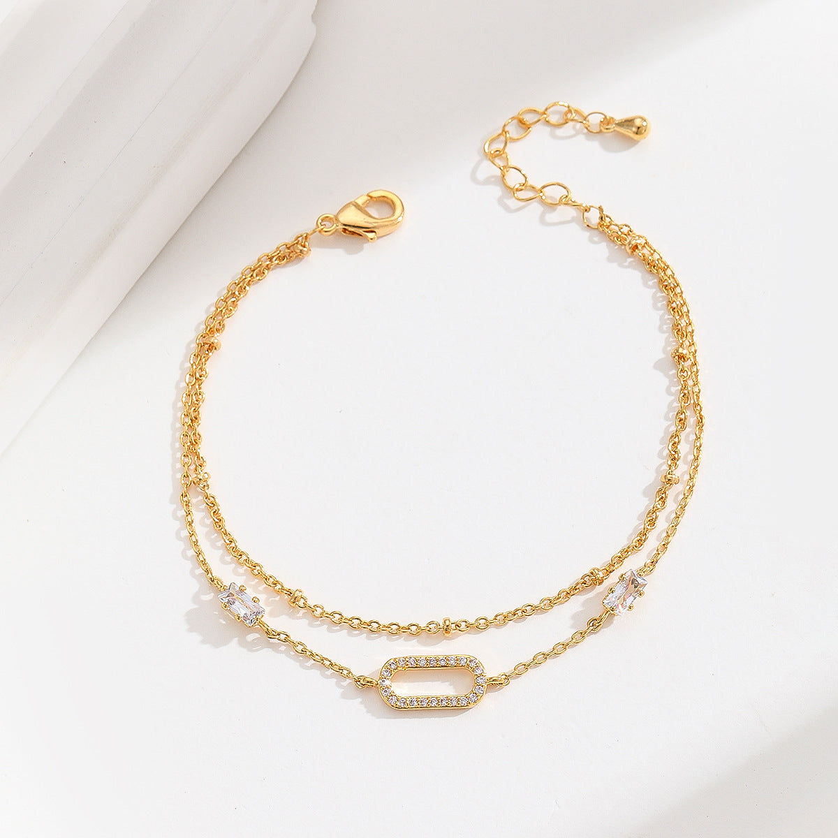 Cross-border explosive jewelry round love electroplating high-grade zircon gold-plated adjustable bracelet wholesale female