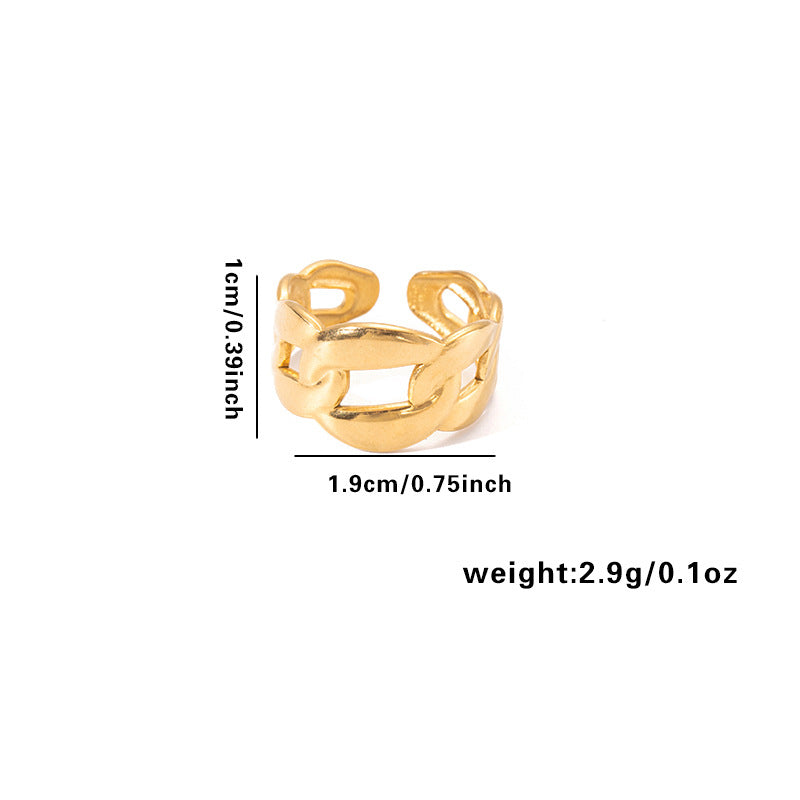 European and American fashion ins style simple titanium steel ring 18k gold-plated irregular geometric stainless steel women's jewelry hot-selling