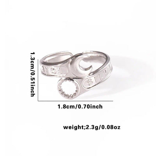 Fishtail high-end titanium steel ring fashion personality niche cross-border new palm plaid love non-fading ring