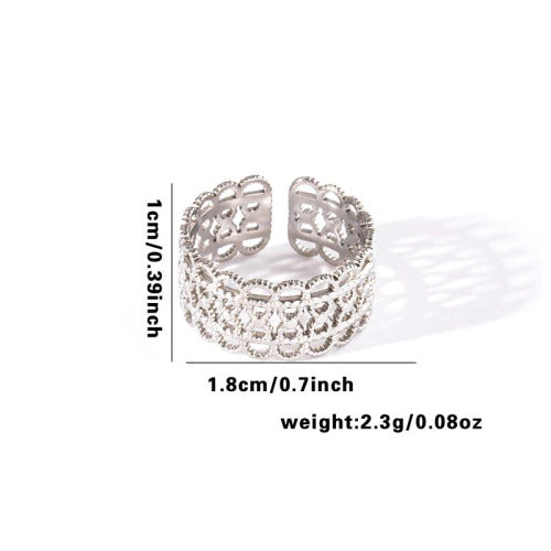 Fishtail high-end titanium steel ring fashion personality niche cross-border new palm plaid love non-fading ring