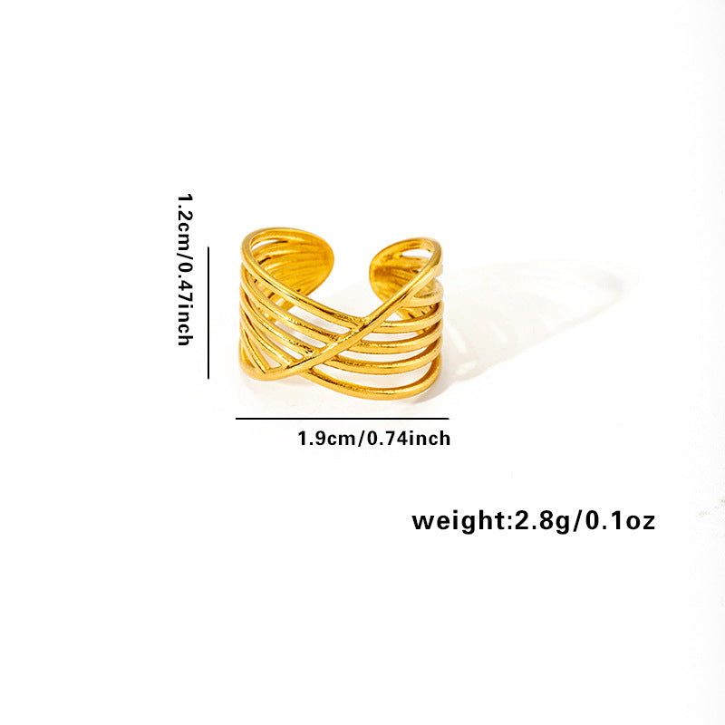 European and American fashion ins style simple titanium steel ring 18k gold-plated irregular geometric stainless steel women's jewelry hot-selling