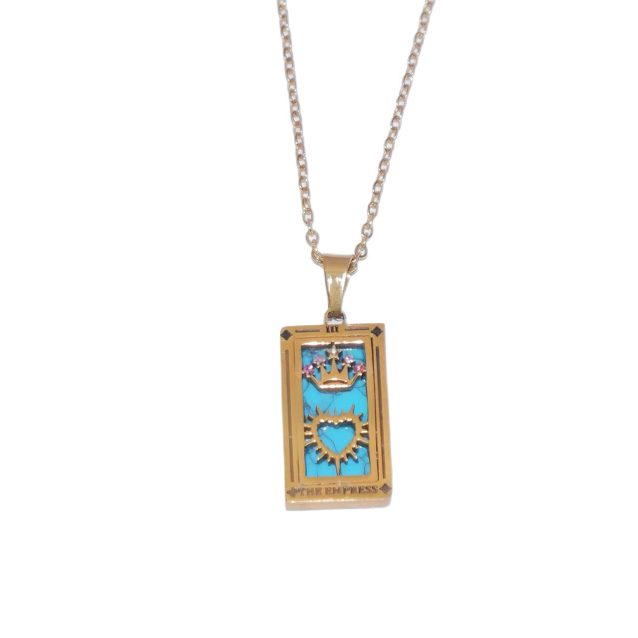 TK popular tarot necklace, stainless steel material does not fade tarot retro pendant necklace