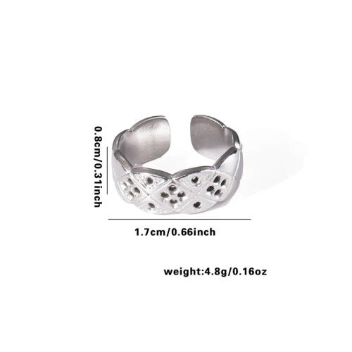 Fishtail high-end titanium steel ring fashion personality niche cross-border new palm plaid love non-fading ring