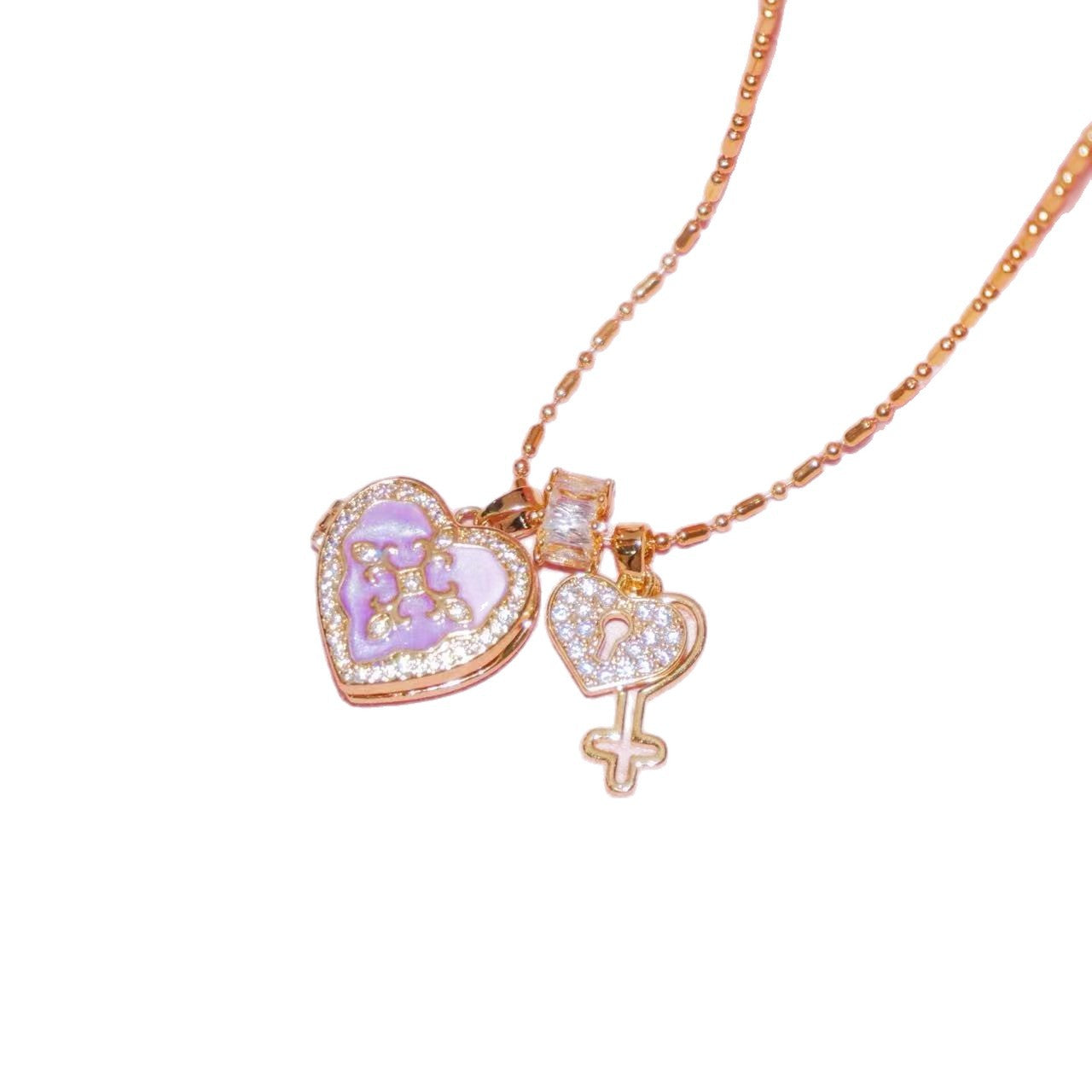Cross-border photo necklace Douyin same Forever~ Love color key album necklace, girlfriend gift