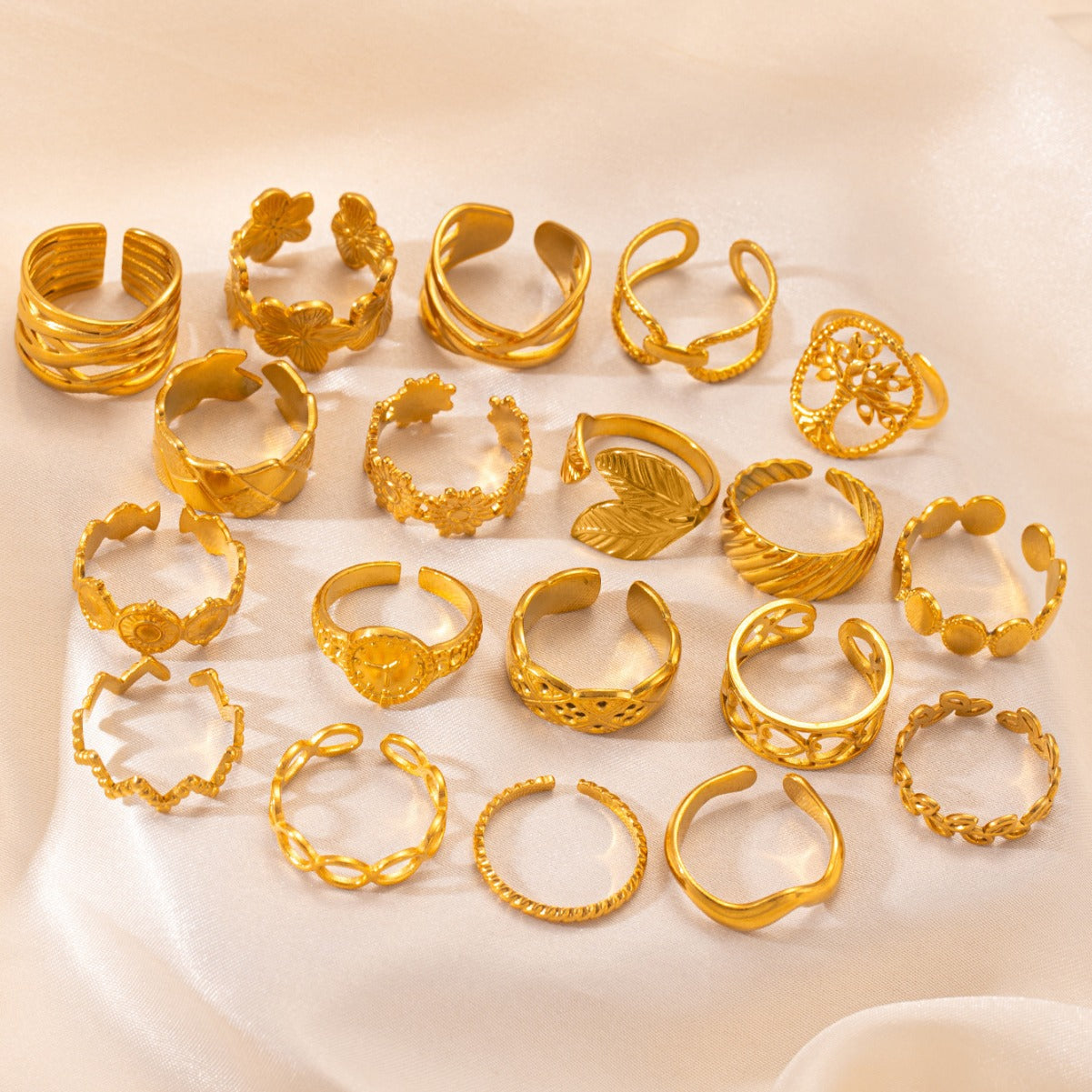 European and American fashion ins style simple titanium steel ring 18k gold-plated irregular geometric stainless steel women's jewelry hot-selling