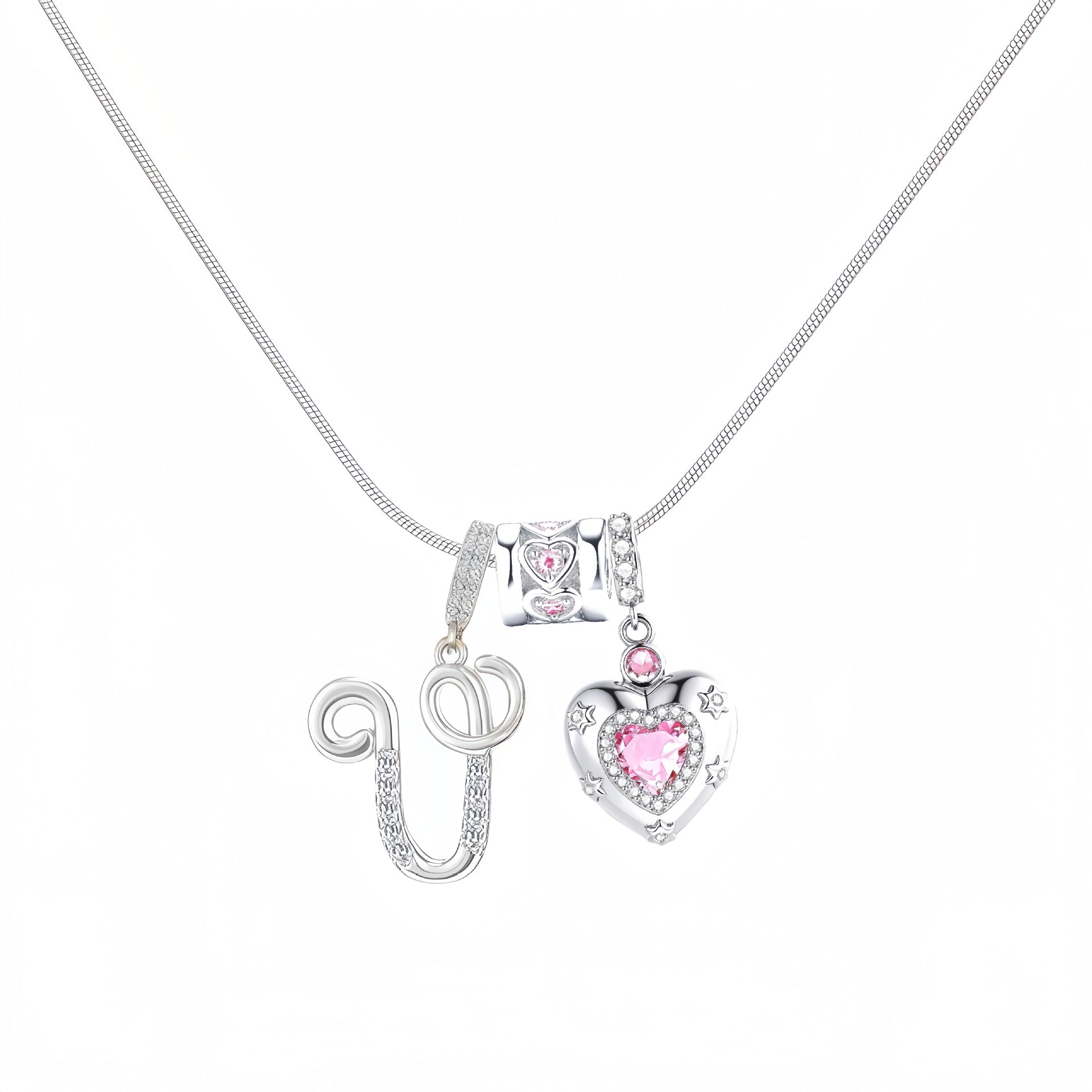 TK explosion Douyin Internet celebrity zircon love letter necklace full set of stainless steel chain high treasure color