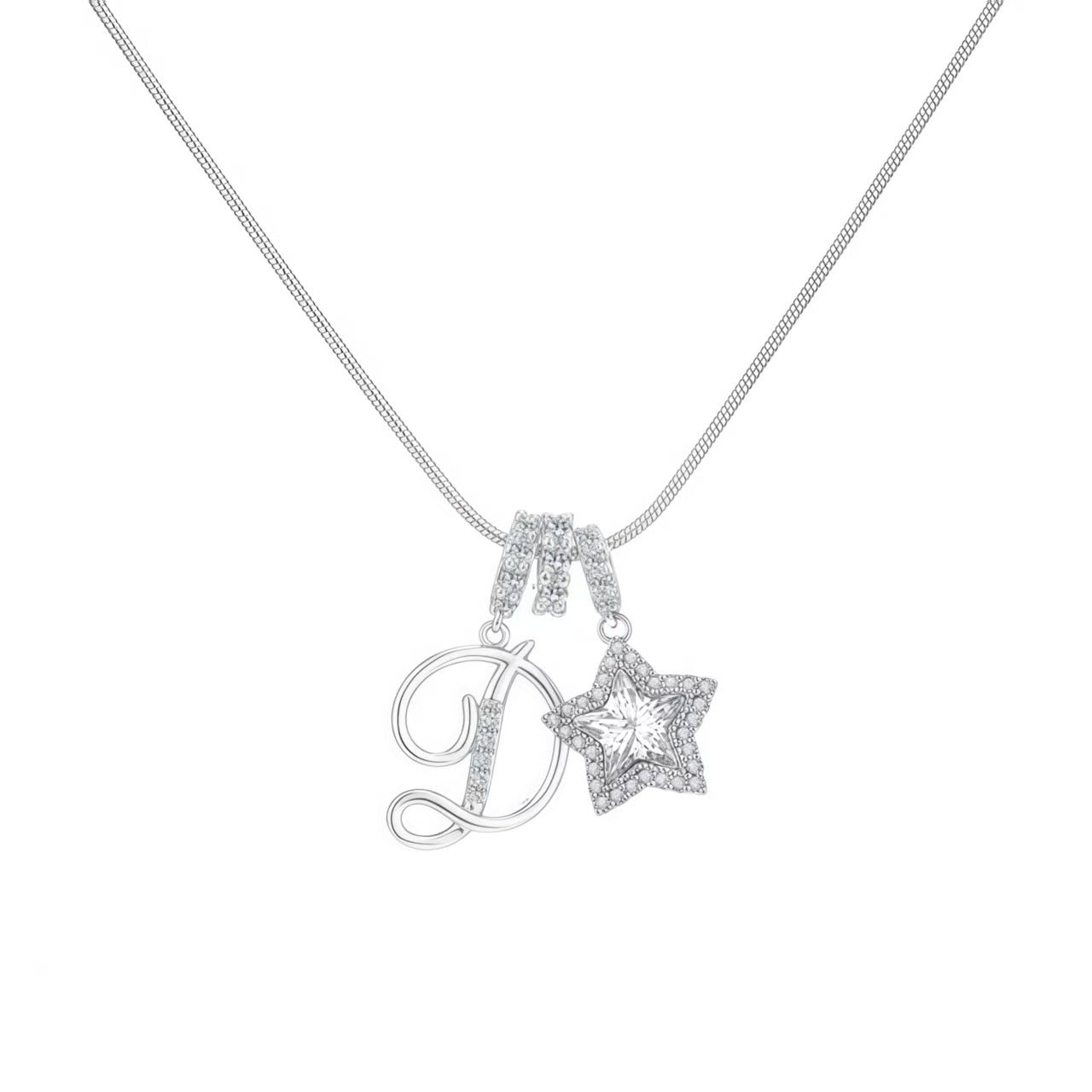 Douyin Explosive Dopamine 26 English Alphabet Snowflake Necklace Niche Premium Amazon Pinyin Jewelry Necklace