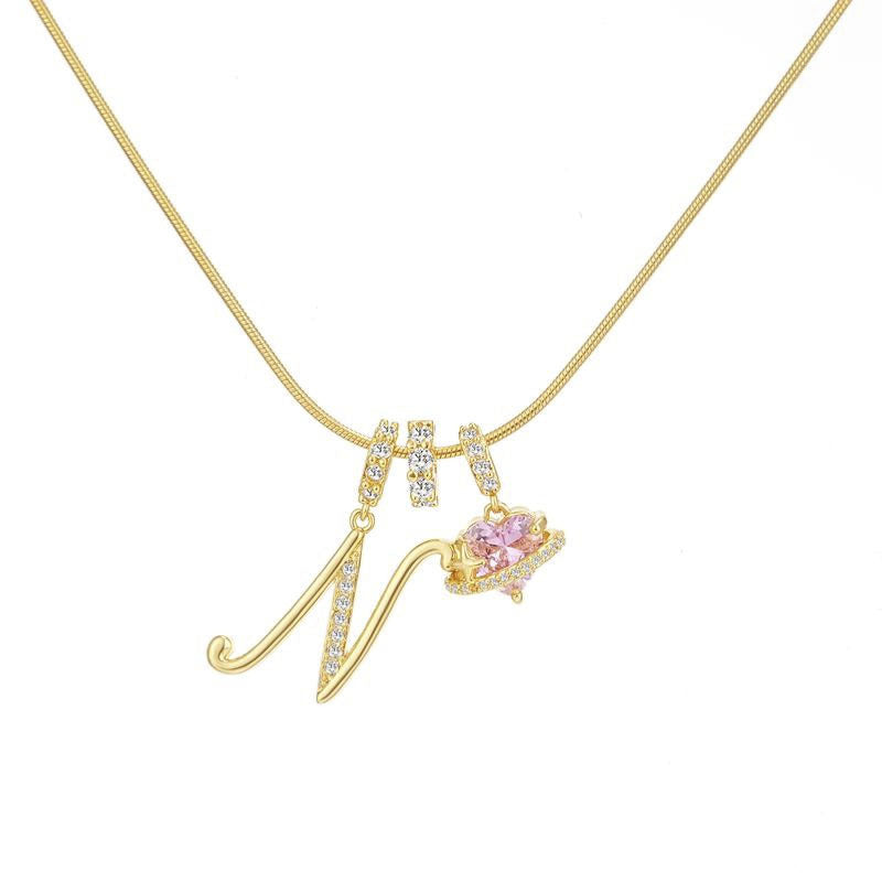 Cross-border explosion dopamine letter necklace alloy material stainless steel chain color retention high letter necklace full set