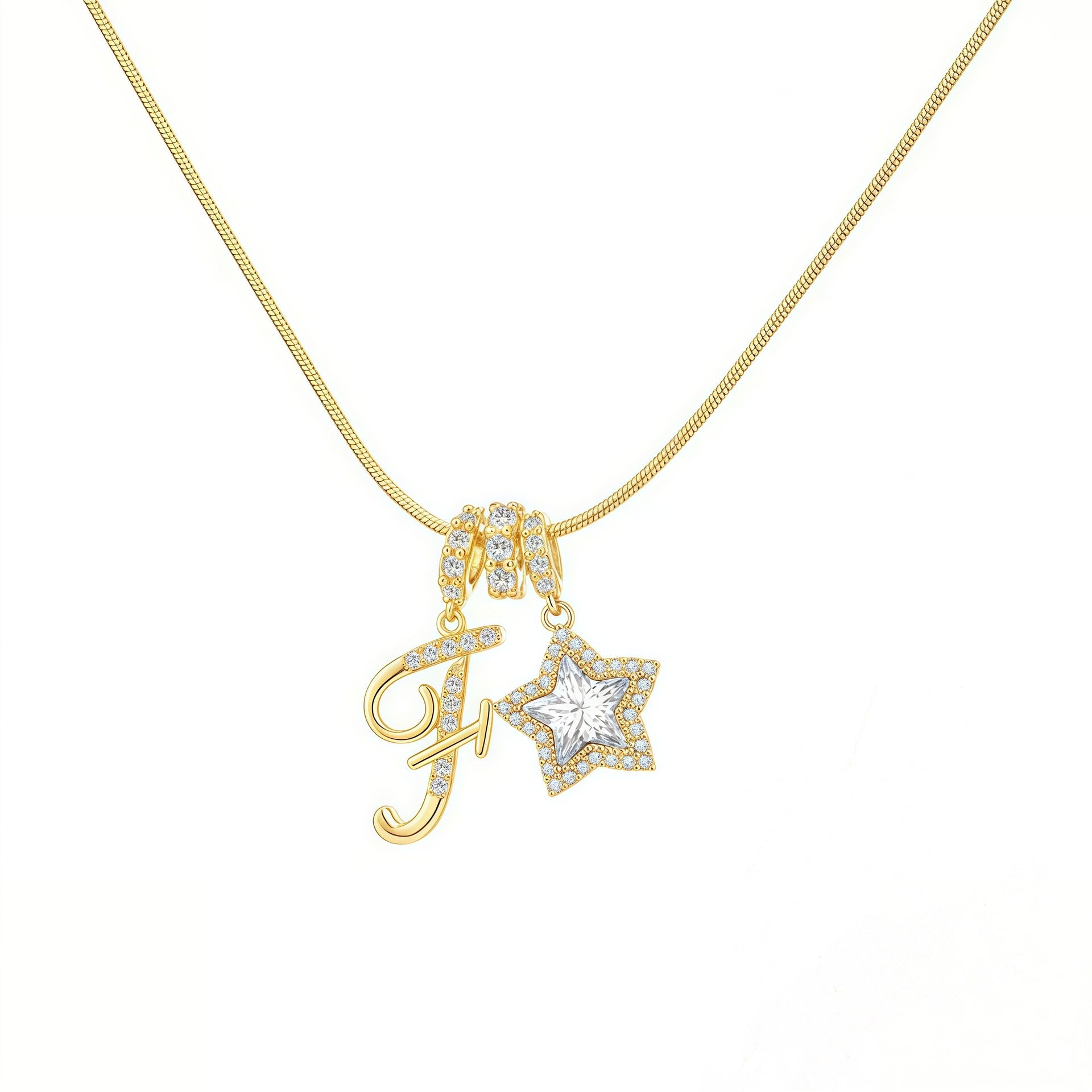Douyin Explosive Dopamine 26 English Alphabet Snowflake Necklace Niche Premium Amazon Pinyin Jewelry Necklace