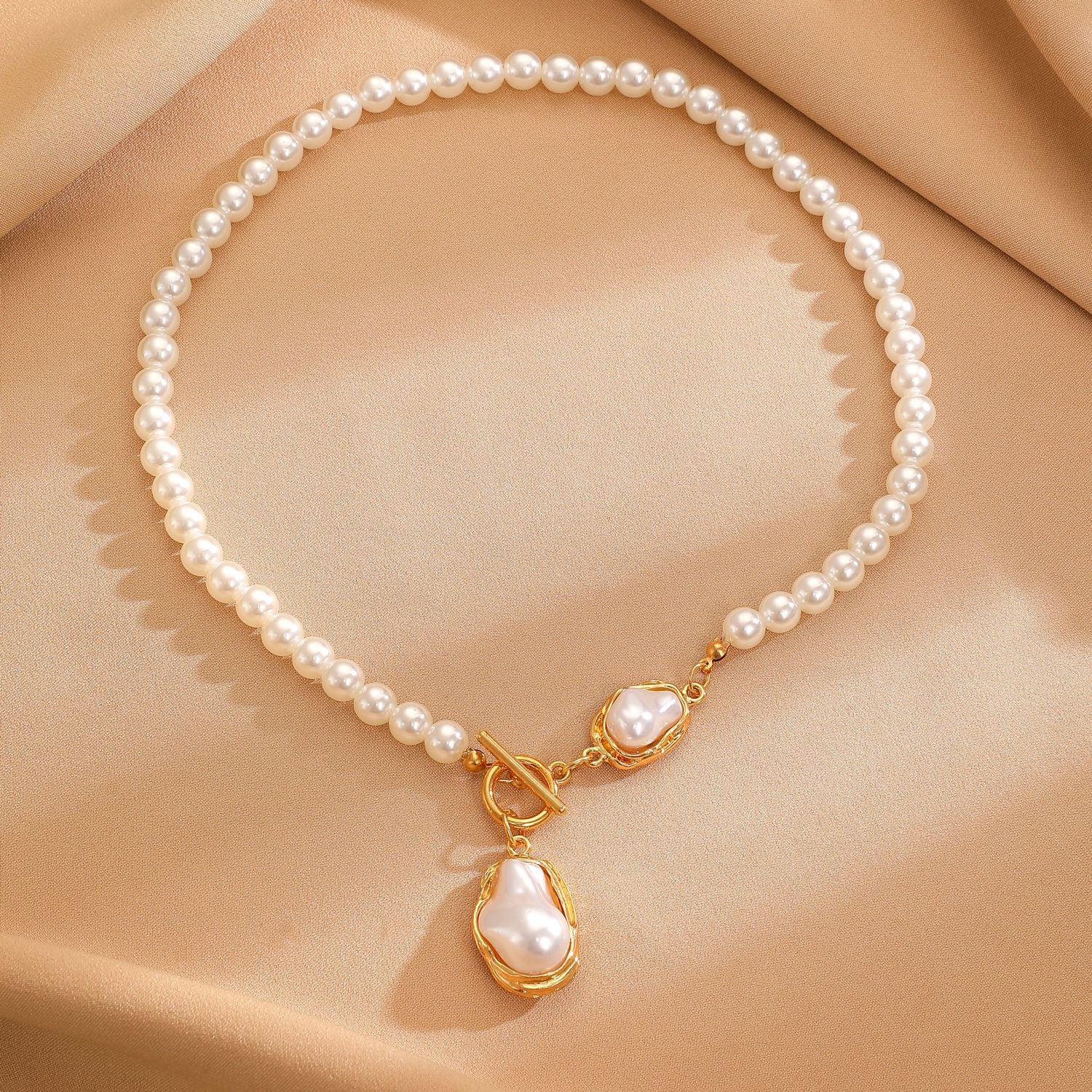 European and American cross-border baroque special-shaped pearl set jewelry women's high-end necklace earrings ring bracelet collar