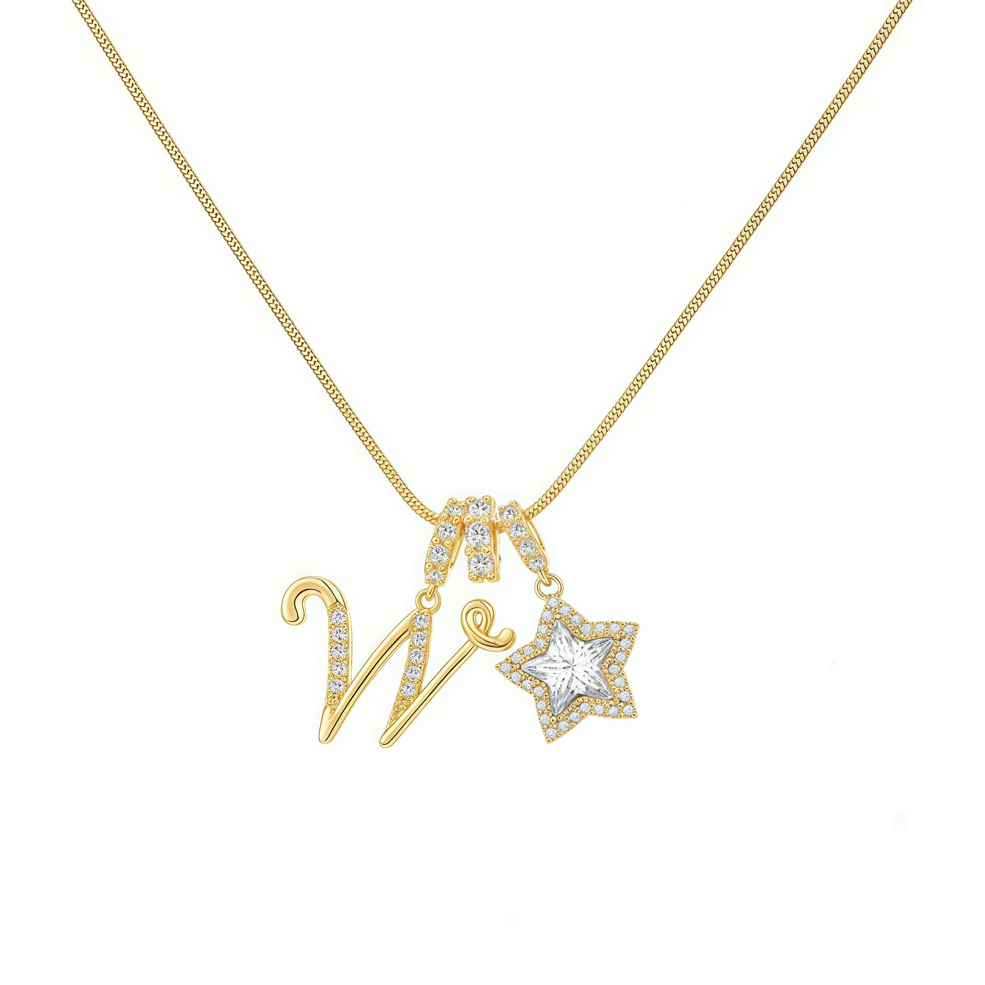 Douyin Explosive Dopamine 26 English Alphabet Snowflake Necklace Niche Premium Amazon Pinyin Jewelry Necklace