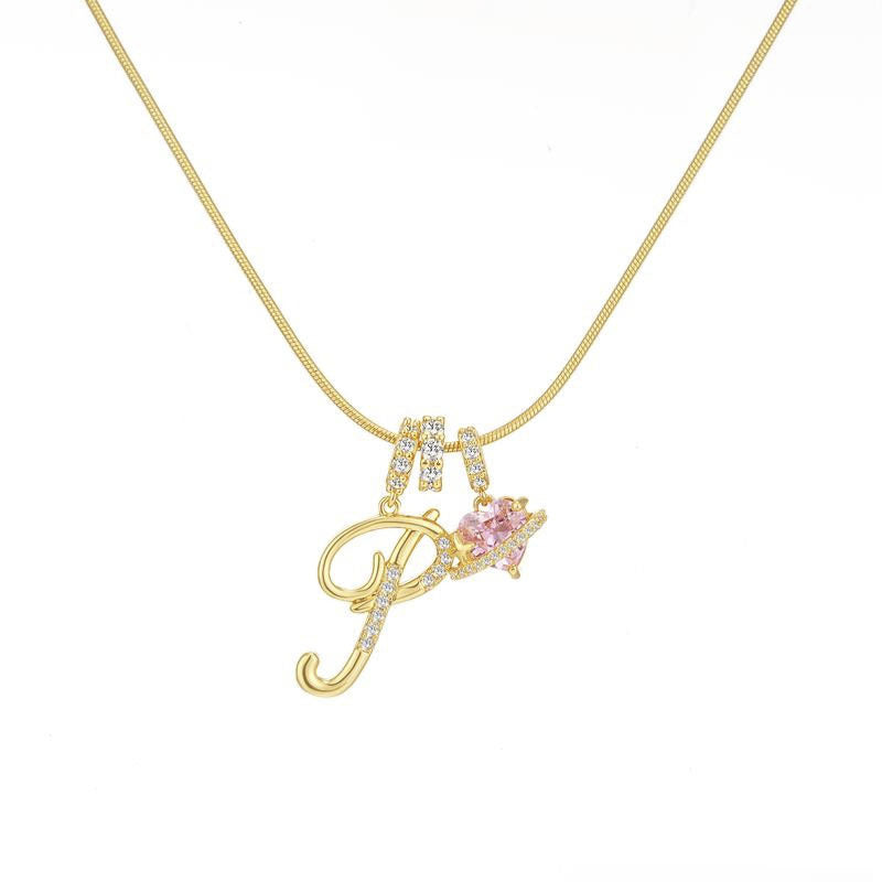 Cross-border explosion dopamine letter necklace alloy material stainless steel chain color retention high letter necklace full set