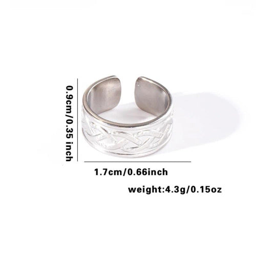 Fishtail high-end titanium steel ring fashion personality niche cross-border new palm plaid love non-fading ring