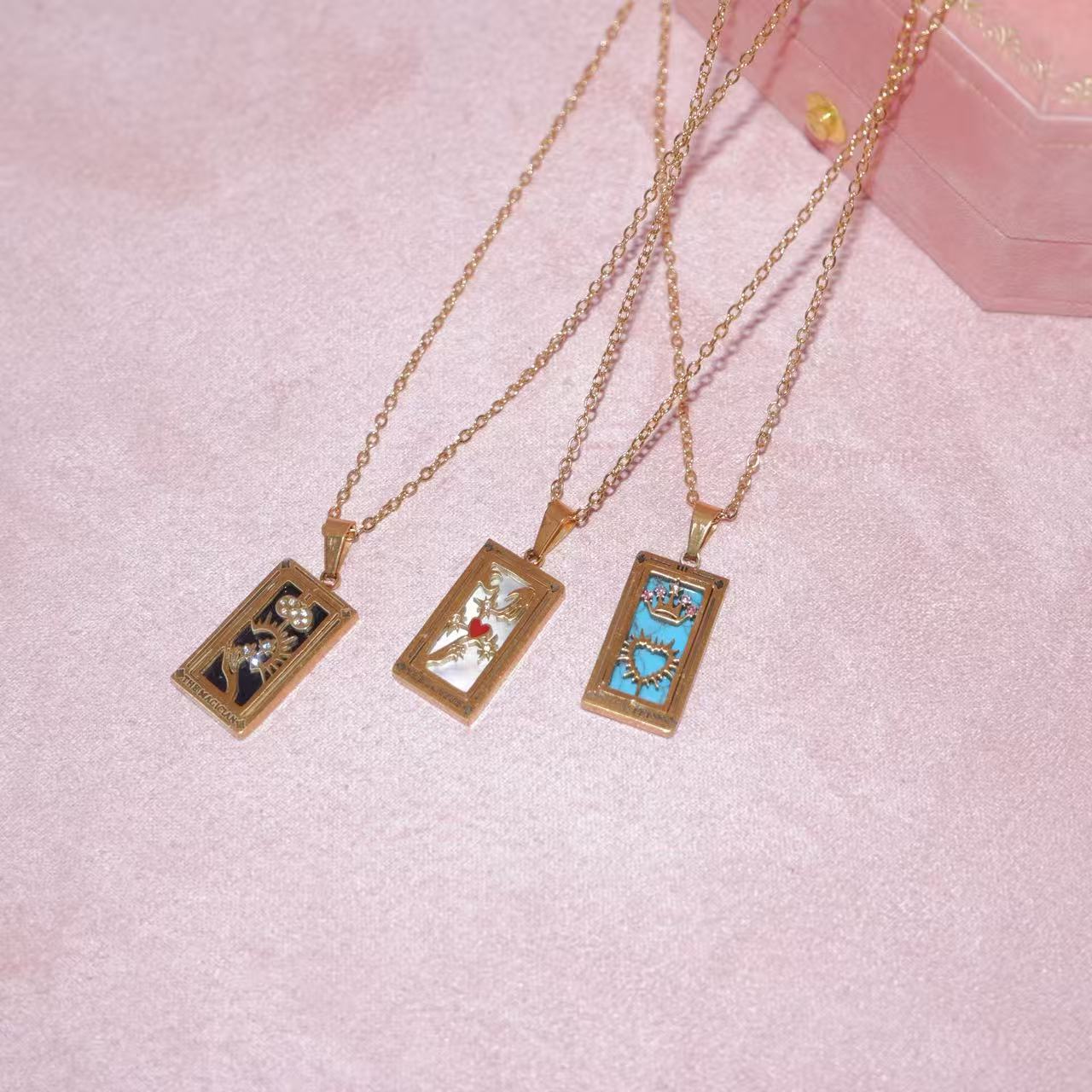 TK popular tarot necklace, stainless steel material does not fade tarot retro pendant necklace