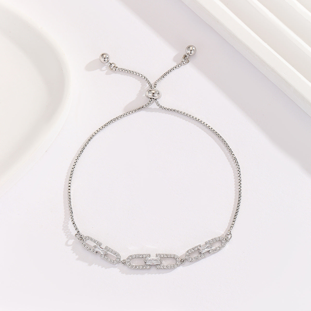 Cross-border explosive jewelry round love electroplating high-grade zircon gold-plated adjustable bracelet wholesale female