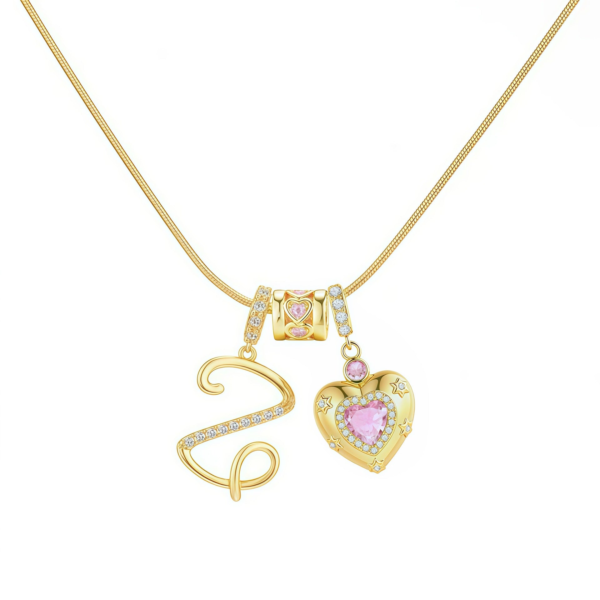 TK explosion Douyin Internet celebrity zircon love letter necklace full set of stainless steel chain high treasure color