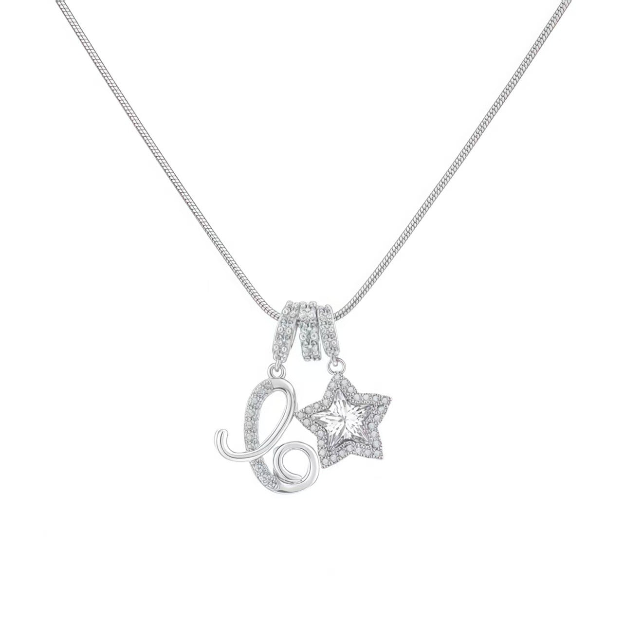 Douyin Explosive Dopamine 26 English Alphabet Snowflake Necklace Niche Premium Amazon Pinyin Jewelry Necklace