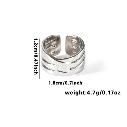 Fishtail high-end titanium steel ring fashion personality niche cross-border new palm plaid love non-fading ring