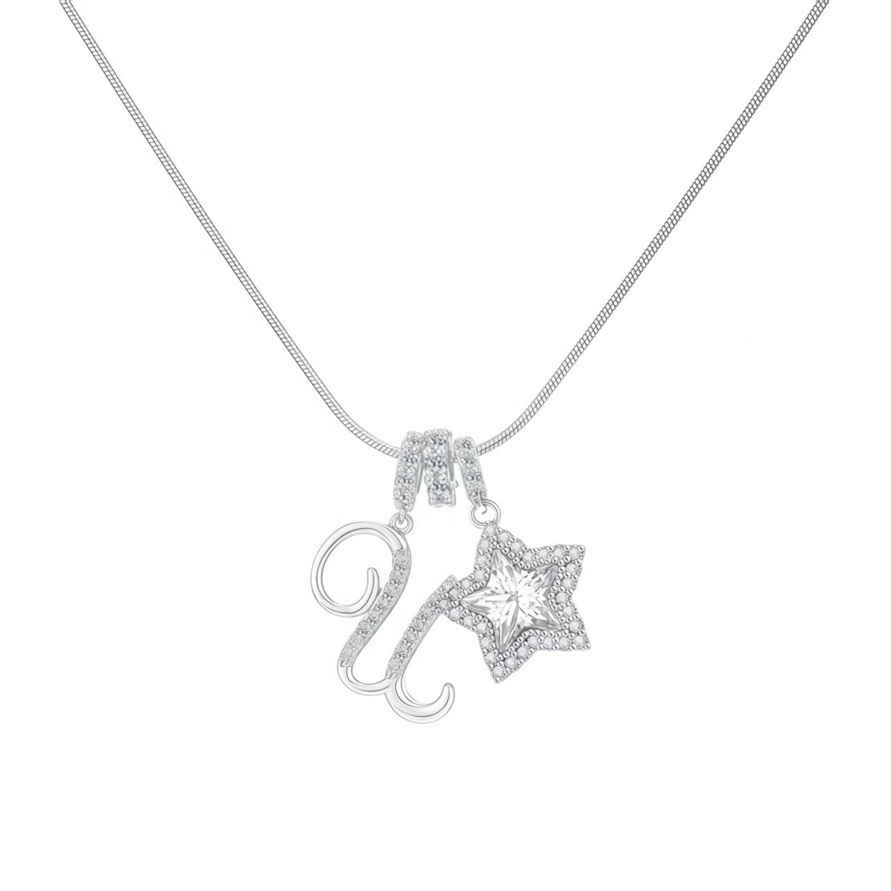 Douyin Explosive Dopamine 26 English Alphabet Snowflake Necklace Niche Premium Amazon Pinyin Jewelry Necklace