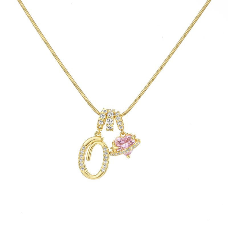 Cross-border explosion dopamine letter necklace alloy material stainless steel chain color retention high letter necklace full set