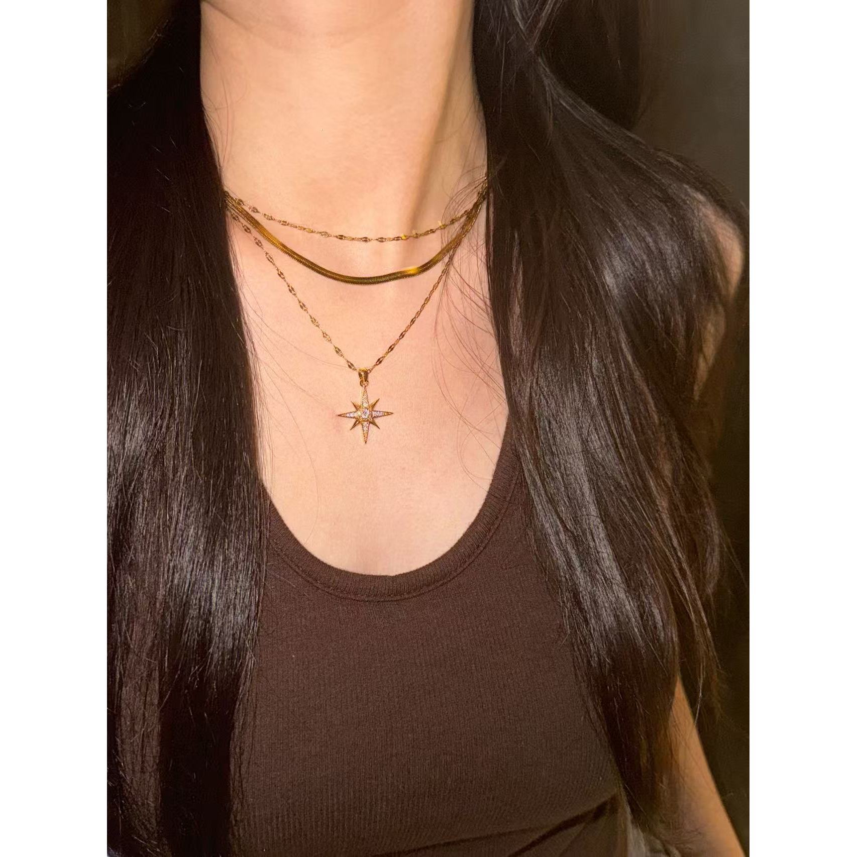 Wish Series~ Octagram Necklace Sweater Chain Set