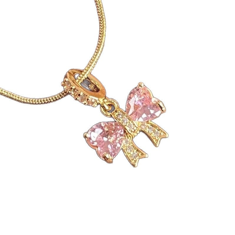 ins style, full of girly feeling, butterfly festival zircon, high-grade daughter gold pendant, stainless steel chain.
