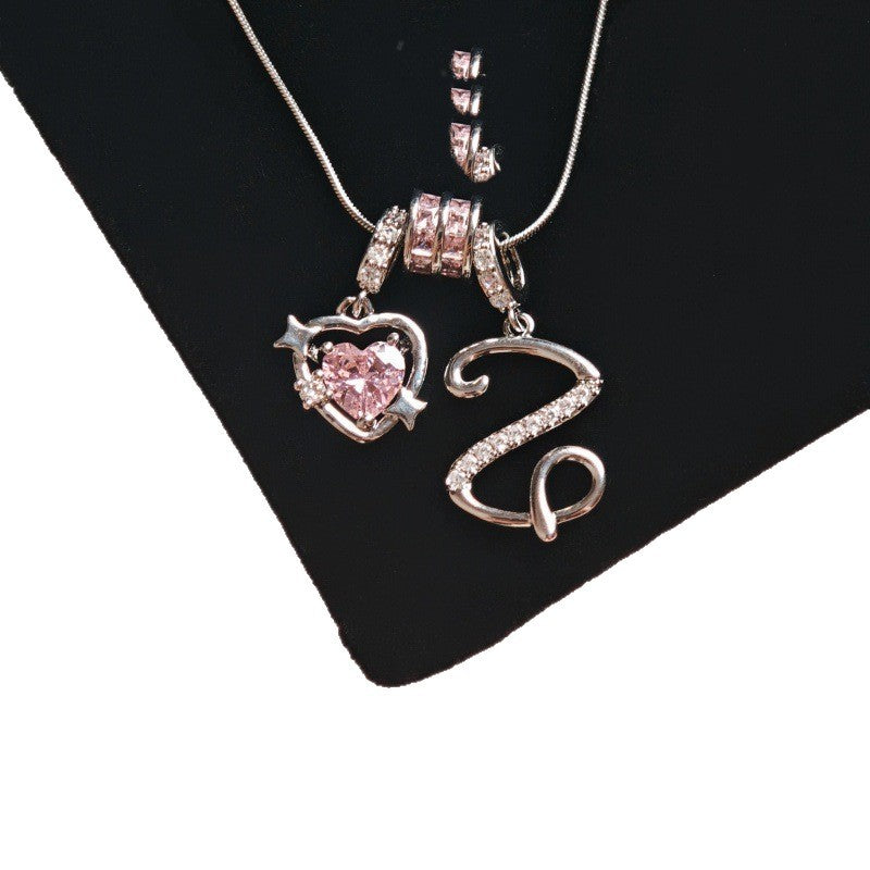 Cross-border explosion wish-love zircon English alphabet necklace series ins girlfriend gift