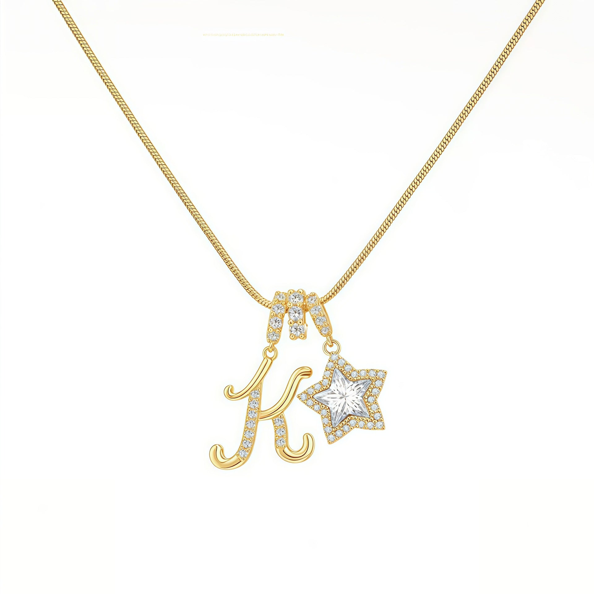 Douyin Explosive Dopamine 26 English Alphabet Snowflake Necklace Niche Premium Amazon Pinyin Jewelry Necklace