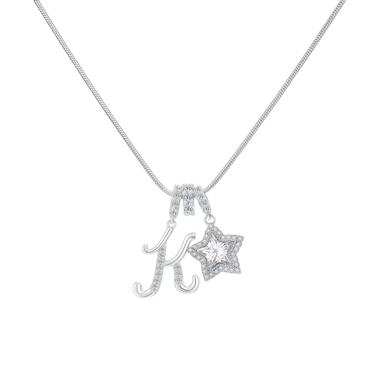 Douyin Explosive Dopamine 26 English Alphabet Snowflake Necklace Niche Premium Amazon Pinyin Jewelry Necklace