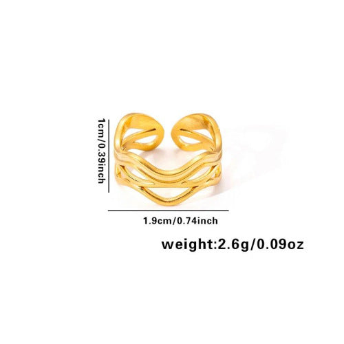 European and American fashion ins style simple titanium steel ring 18k gold-plated irregular geometric stainless steel women's jewelry hot-selling