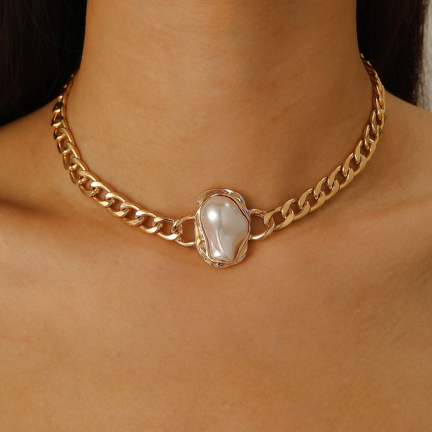 European and American cross-border baroque special-shaped pearl set jewelry women's high-end necklace earrings ring bracelet collar