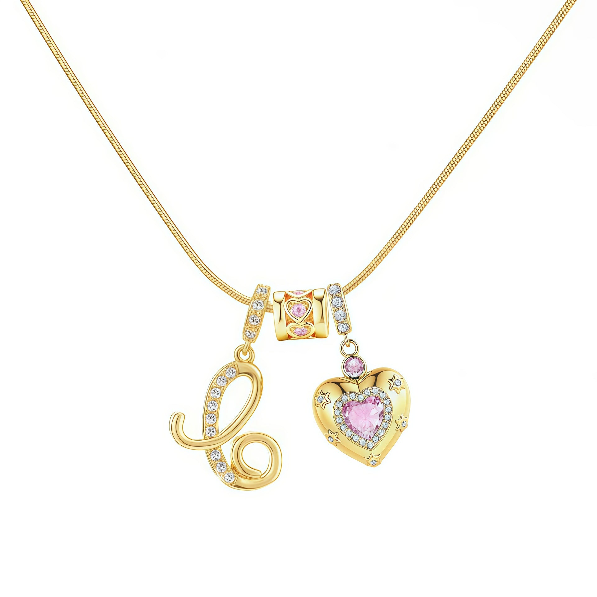 TK explosion Douyin Internet celebrity zircon love letter necklace full set of stainless steel chain high treasure color