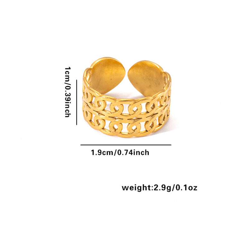 European and American fashion ins style simple titanium steel ring 18k gold-plated irregular geometric stainless steel women's jewelry hot-selling