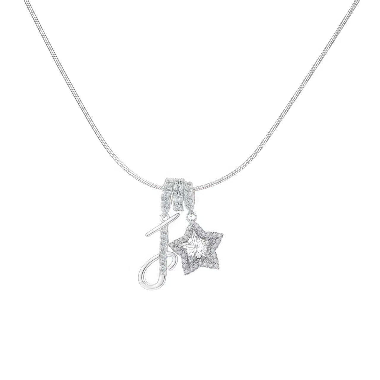 Douyin Explosive Dopamine 26 English Alphabet Snowflake Necklace Niche Premium Amazon Pinyin Jewelry Necklace