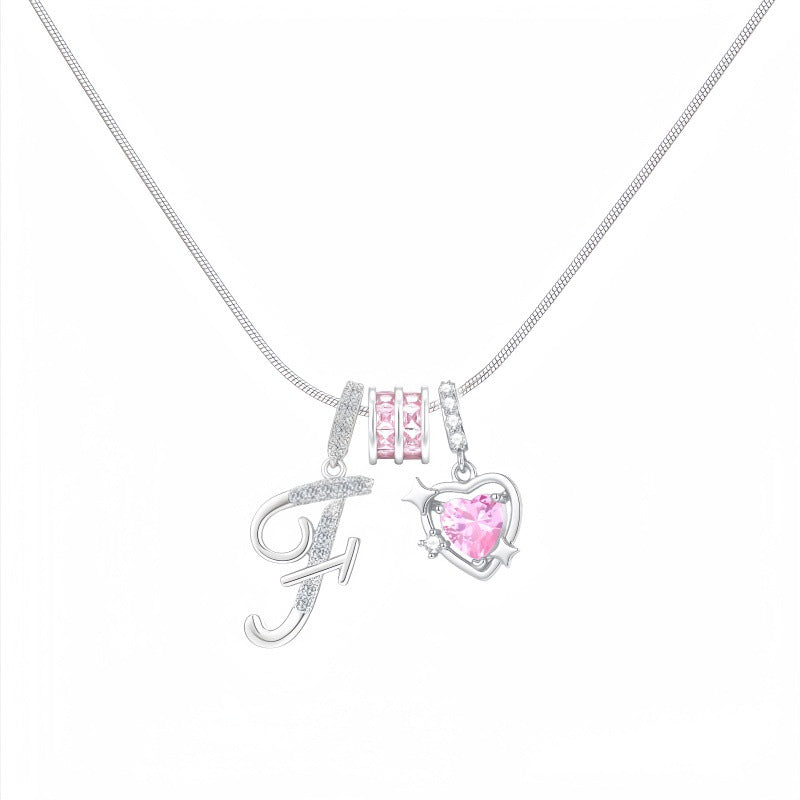 Cross-border explosion wish-love zircon English alphabet necklace series ins girlfriend gift