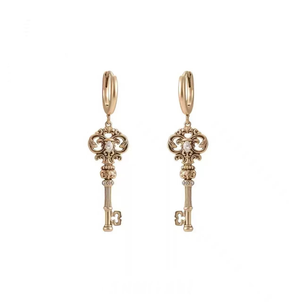 Love lock cylinder series retro key water drop broken pearl long stacked necklace wrapped sweater chain