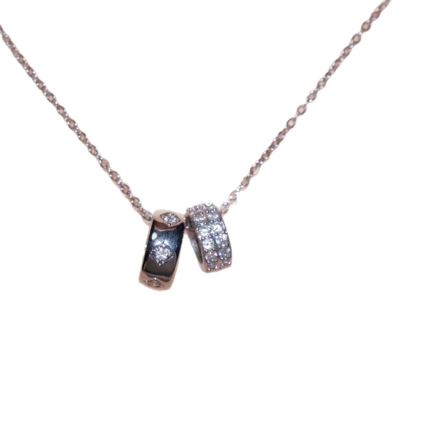 Cross-border explosion double romantic · daughter lady~ ins style American Spice Girl double ring necklace