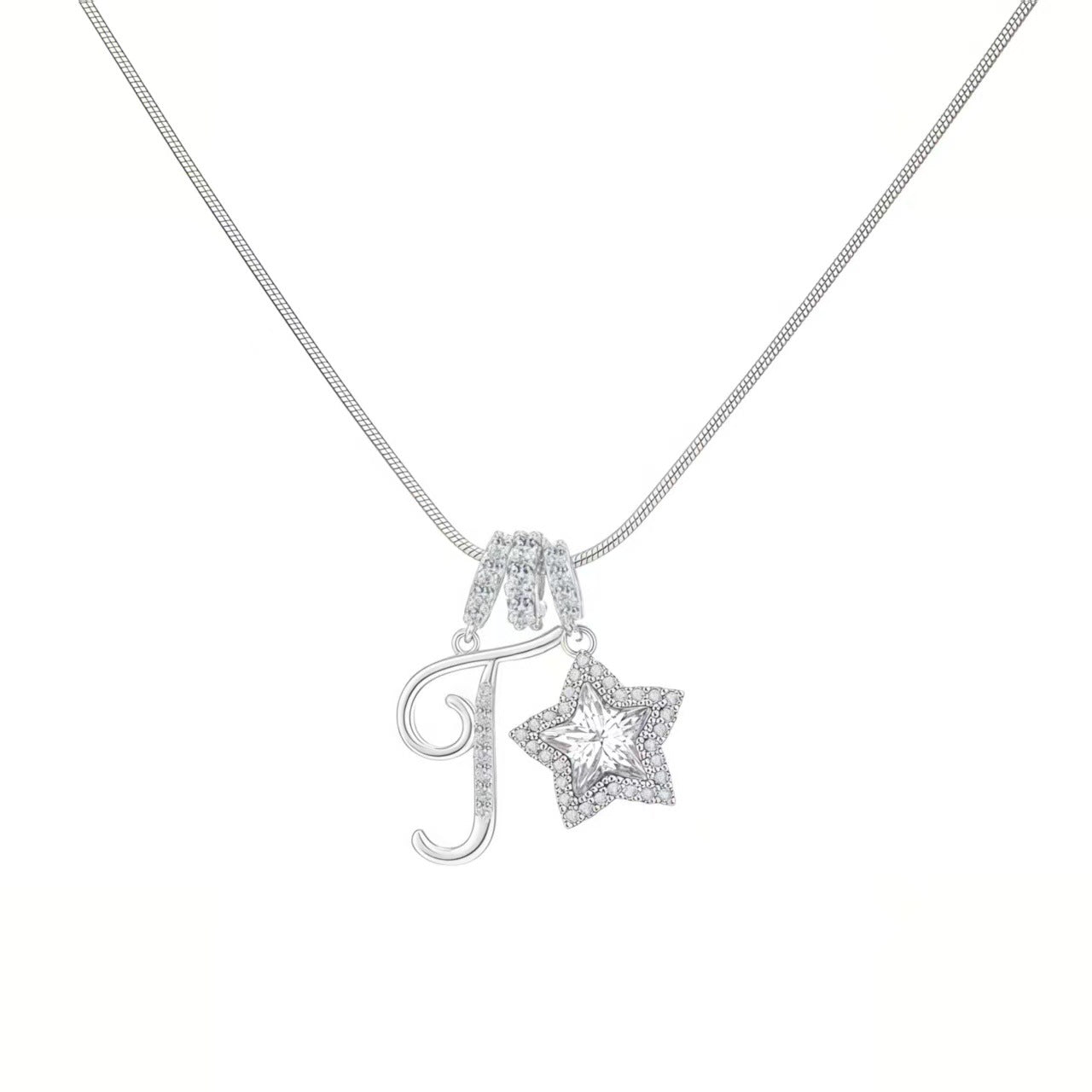 Douyin Explosive Dopamine 26 English Alphabet Snowflake Necklace Niche Premium Amazon Pinyin Jewelry Necklace