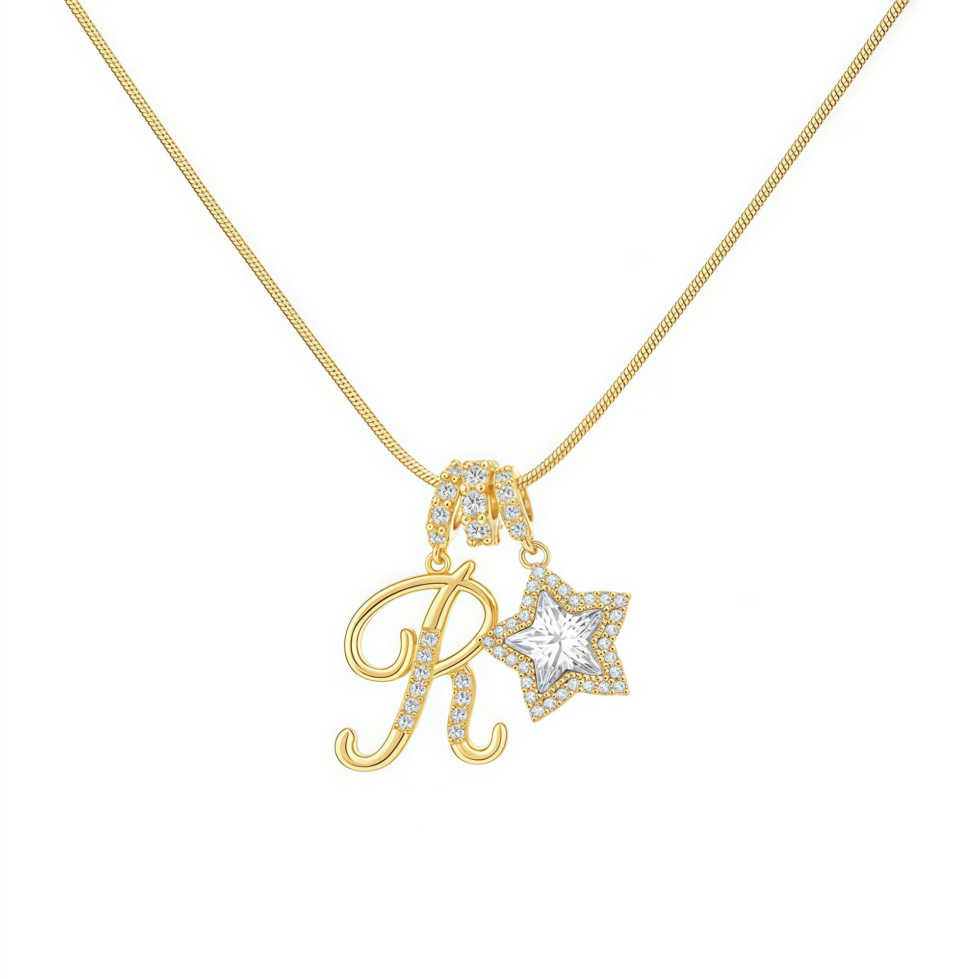 Douyin Explosive Dopamine 26 English Alphabet Snowflake Necklace Niche Premium Amazon Pinyin Jewelry Necklace