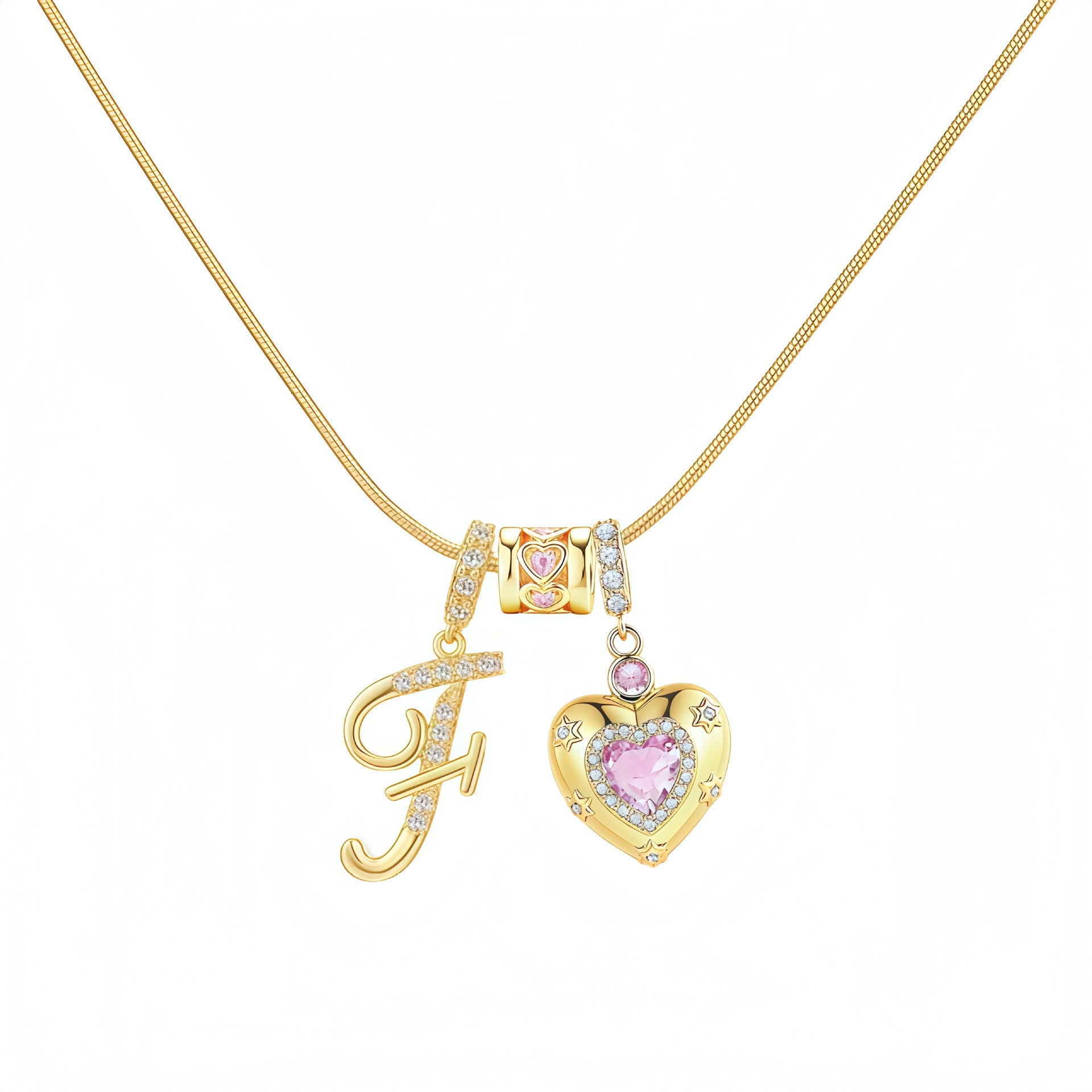 TK explosion Douyin Internet celebrity zircon love letter necklace full set of stainless steel chain high treasure color