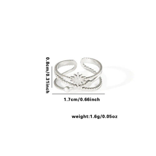 Fishtail high-end titanium steel ring fashion personality niche cross-border new palm plaid love non-fading ring
