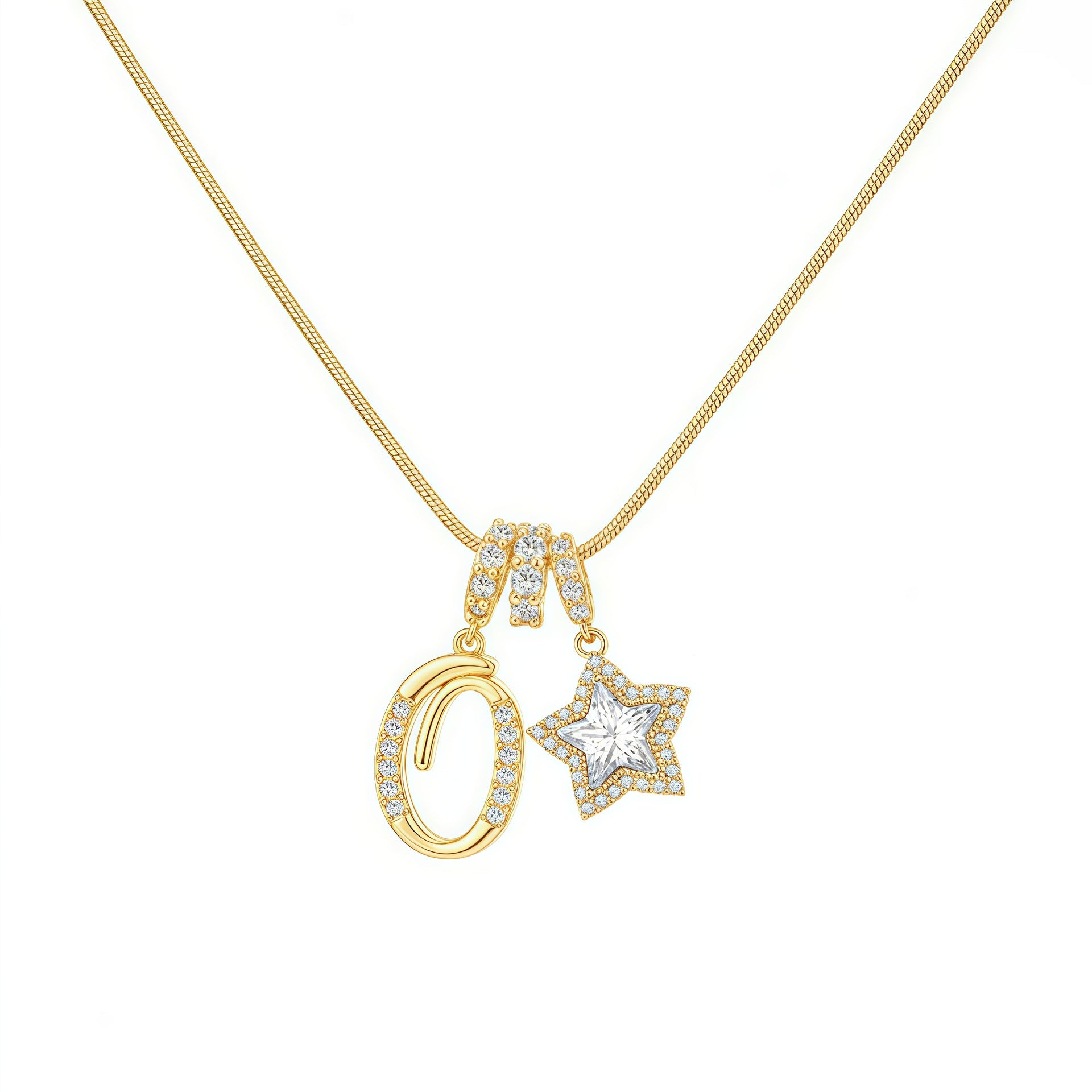 Douyin Explosive Dopamine 26 English Alphabet Snowflake Necklace Niche Premium Amazon Pinyin Jewelry Necklace